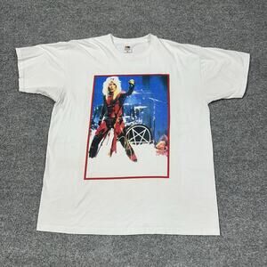 Motley Crue Vince Neil XL Shirt White Band Cotton Short Sleeve GUC